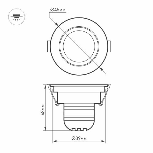 Мебельный светодиодный светильник Arlight LTM-R45WH 3W Day White 30deg 014912