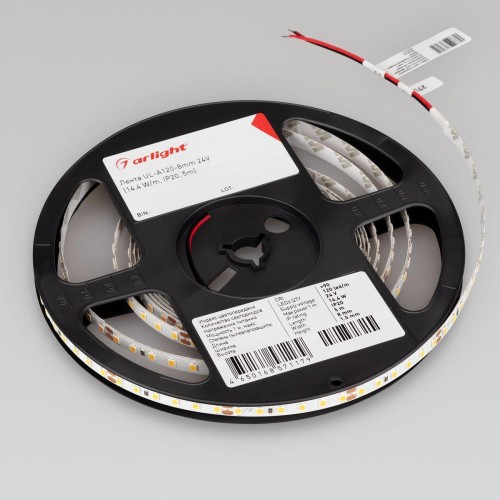 Светодиодная лента Arlight 4W/m 120Led/m 2835SMD дневной белый 5M UL-A120-8mm 24V Day5000 042301
